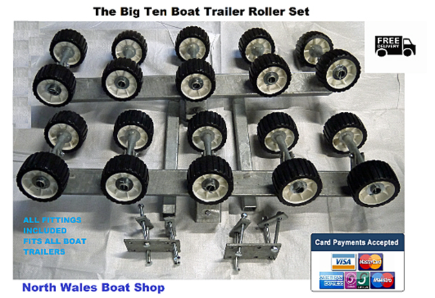 Full Kit Rollers / Snubbers Boat Dinghy Trailer >15ft Galvanised 
