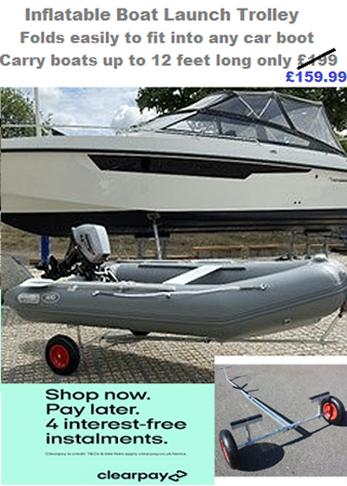 dinghy launch trolley fitted with boat trailer rollers